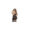 Soutien-gorge, string et jupe, grande taille, résille noire 